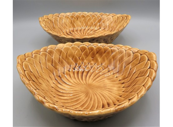 Basket Weave Design Ceramic Bowls - Set Of 2