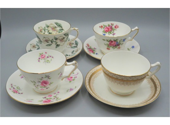 Assorted Staffordshire Teacups & Saucers - 4 Sets