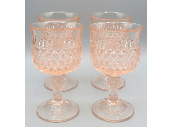Pink Tinted Glass Goblets - Set Of 4