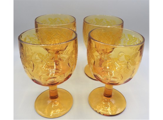 Amber Stemmed Glassware - Set Of 4