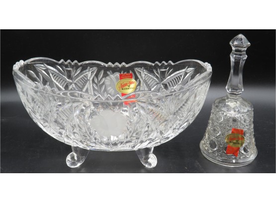 Anna Hutte Bleikristall Lead Crystal Footed Bowl And Bell - Set Of 2