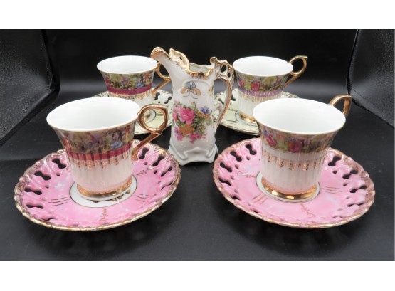 Royal Sealy Fine China Tea Cup Set With Royal Crown Creamer - Assorted Set Of Different Patterns