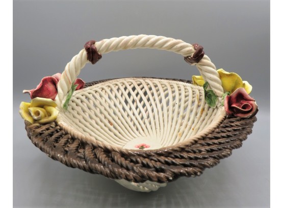 Bassano Made In Italy Decorative Floral Ceramic Basket
