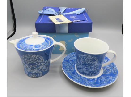 Multiple Choice Boudoir Tea For Me Porcelain Teapot, Teacup & Saucer Set In Original Box