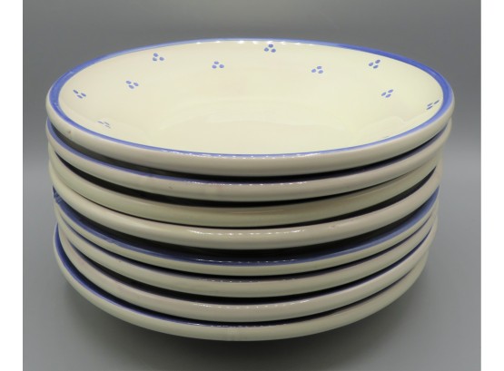 Williams-sonoma Bowls With Blue Trim & Dot Pattern - Set Of 8