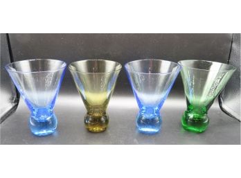 Multi-colored Stemless Glass Martini Glasses - Set Of 4