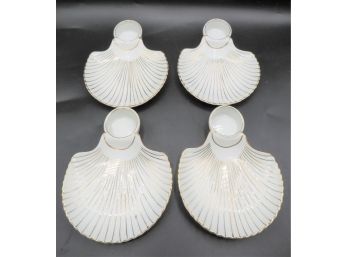 Clam Shell-shaped Shrimp Seafood Serving  Plates - Set Of 4