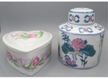 Assorted Floral Jars - Set Of 2