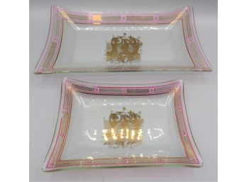 Georges Briard Decorative Plates With Pink And Gold Tones - Set Of 2