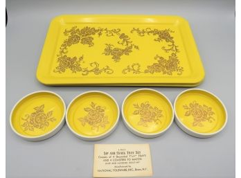 Vintage National Toleware Sip & Snack Trays-  Set Of 8