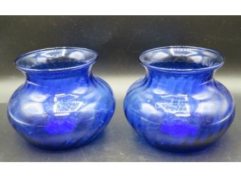 Indiana Glass 'Illusions' 4' Cobalt Blue Vases - Set Of 2