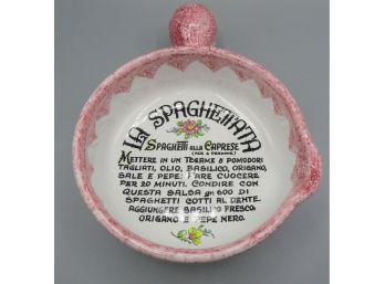 La Spaghettata By Per Alimenti Ceramic Bowl With Handle & 'spaghetti Alla Caprese' Recipe
