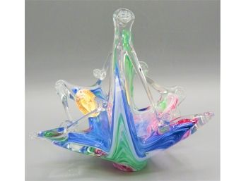 Murano Glassware Crystal Clear Decorative Basket