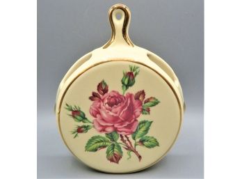 Vintage Floral Wall Pocket With Warranted 22K Gold Trim