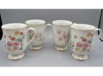 Spring Garden 'Royal Domino' & 'twilight Rose' Collection Porcelain Mugs - Set Of 4
