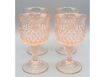 Pink Tinted Glass Goblets - Set Of 4