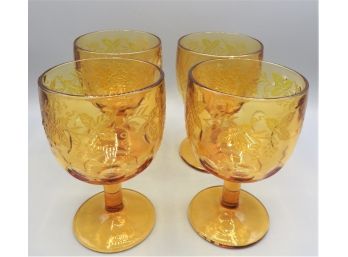 Amber Stemmed Glassware - Set Of 4