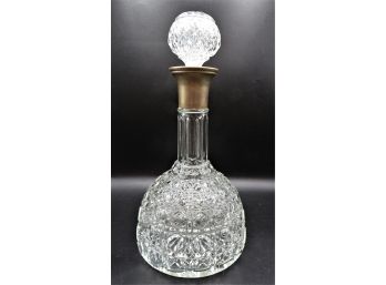 Cut Glass Decanter With Bronze-tone Accent