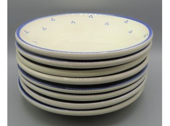 Williams-sonoma Bowls With Blue Trim & Dot Pattern - Set Of 8