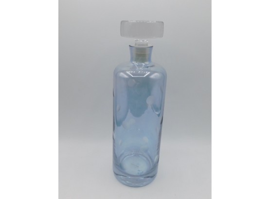 Blue Glass With Frosted Polka Dot Liquor Decanter