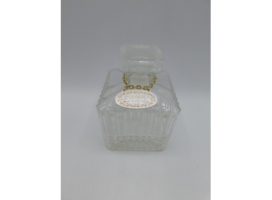Cut Glass Decanter With Gold Tone 'Scotch' Label