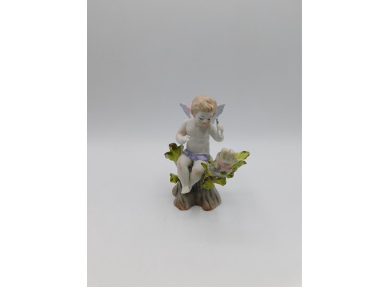 Lefton China Hand Painted 952 Angel On Branch Figurine