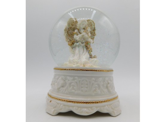 'Joy To The World' Ceramic Angel Musical Snow Globe