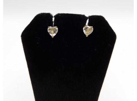 Elegant Heart Shaped Cubic Zirconia Stud Earrings