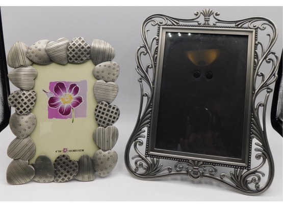 Silver Tone Metallic Picture Frames  - Set Of Two