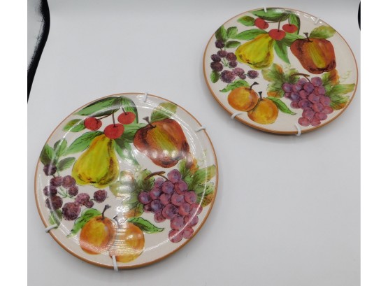 Ceramic Italian Fruit Decorative Plates - Set Of Two