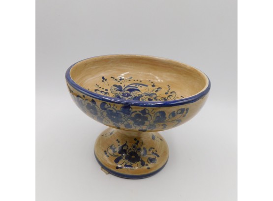 Cubbia Hand Painted Ceramic Footed Serving Bowl