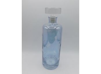 Blue Glass With Frosted Polka Dot Liquor Decanter