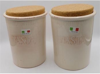 Italian Ceramic Pasta Canisters - Set Of Two