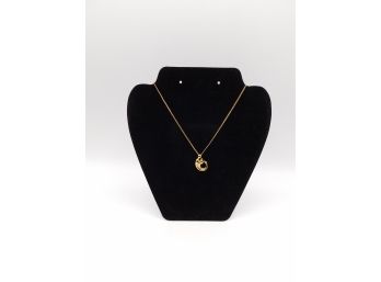 Gold Tone Mother & Child Pendant Necklace