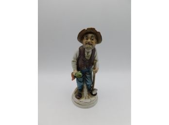 Vintage Old Country Farmer Man With Hoe & Carrot Figurine