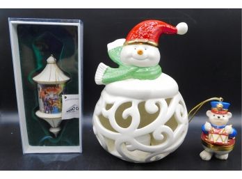 Lot Of Lenox Christmas Decor & Ornaments - Set Of Three