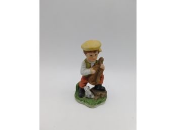 Hand Painted Porcelain Boy With Fiddle Figurine