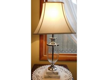 Elegant Lovely Hallow Glass Table Lamp With Marble Base Like New