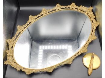 Vintage Gold Tone Mirror Pair - Lot Of Two