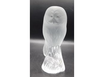 Nybro Sweden Frosted Glass Owl Sculpture