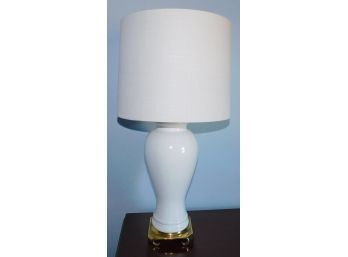 Beautiful White Ceramic Table Lamp With Gold Tone Metal Base