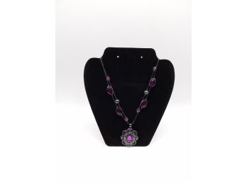 Black & Purple Faux Gem Stone Necklace