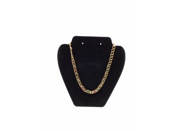 Multicolored Faux Gem Stones On Gold Tone Chain Necklace