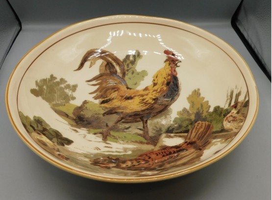 Williams Sonoma Ceramic Hand Painted Rooster Pattern Serving Bowl