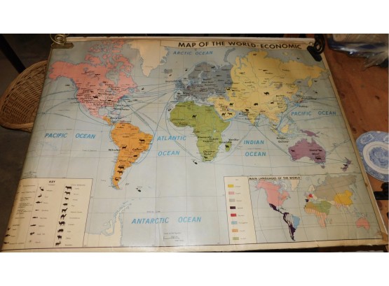 Vintage Macmillan 1966 World Map Of Political And Economic