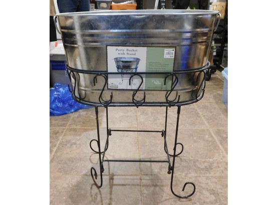 Galvanized Steel Party Bucket With Wrought Iron Stand