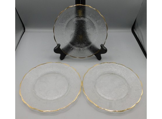 Vintage Lot Of Decorative Glass Plates With Gold Trim - 4 Total