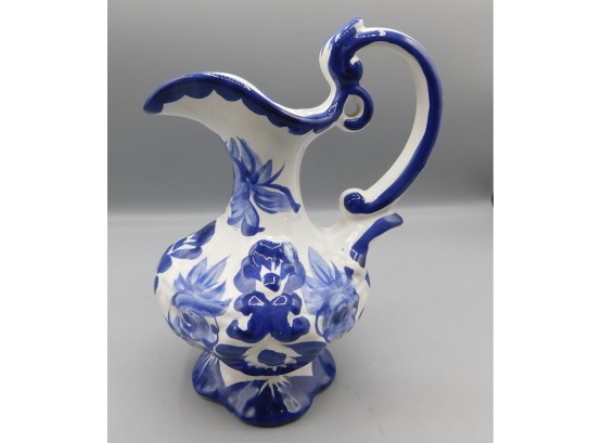 Decorative Ceramic Hand-painted Pitcher- Made In Portugal