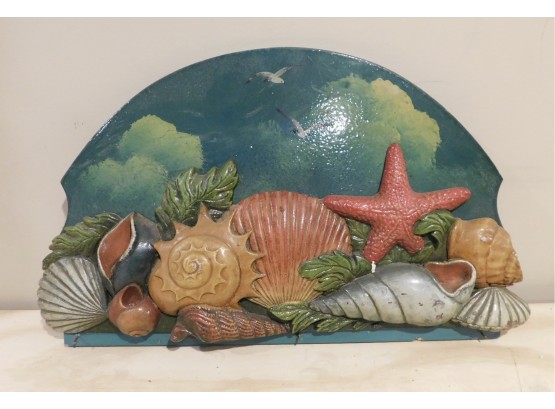 Decorative Hand Painted Seashell Pattern Wood Wall Decor