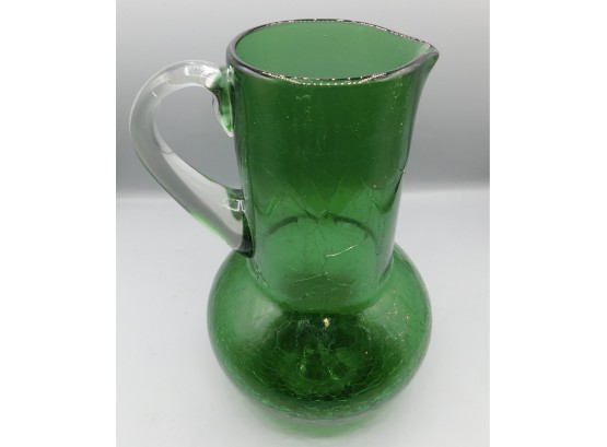 Decorative Green Crackle Glass Pitcher